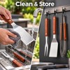 3-Piece Stainless Steel BBQ Tool Set with Rosewood Handles –