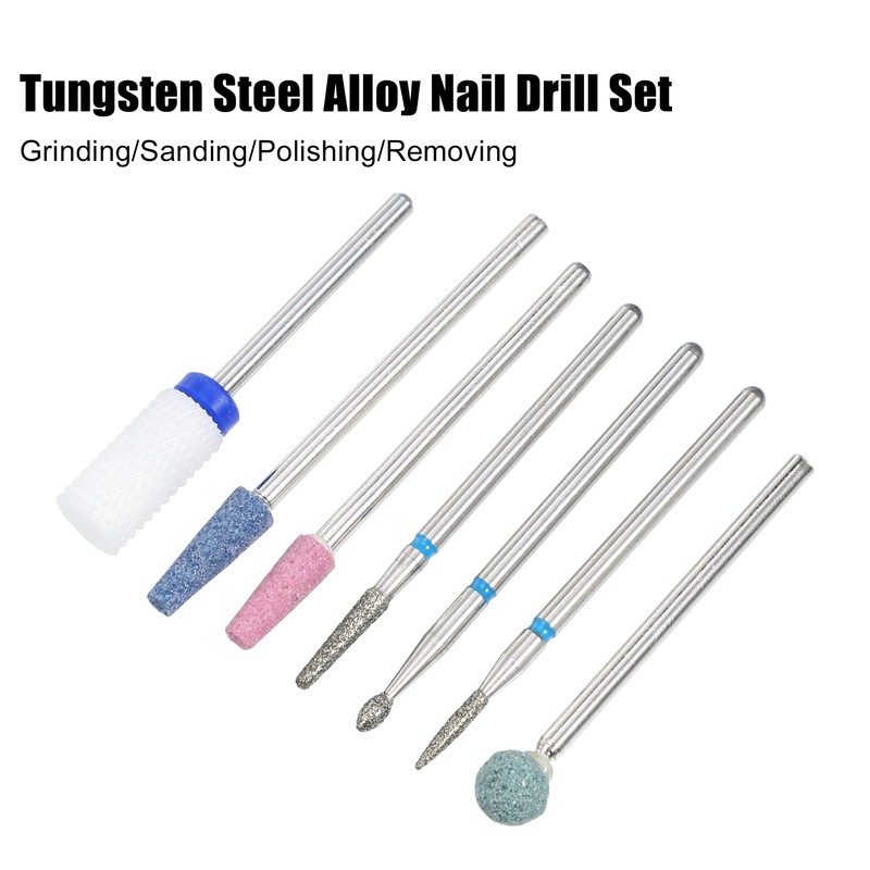 VOCOSTE 7pcs Emery Nail Drill Bit Set for Acrylic Nail