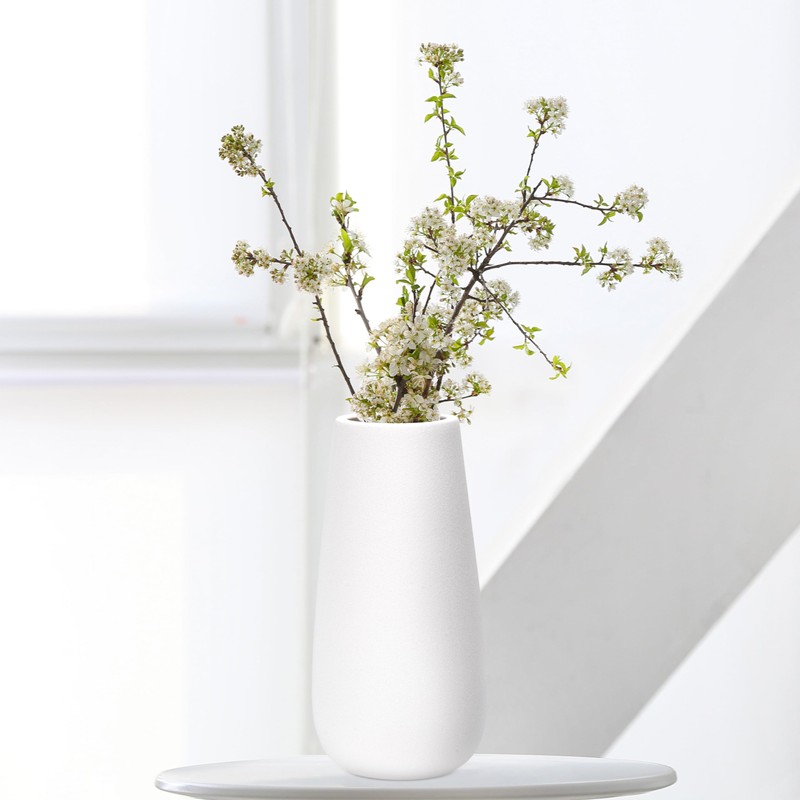 D'vine Dev 12 Inch Ivory Elegant Oval Ceramic Vase for