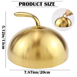 YOLUFER Stainless Steel Food Dome Cover, Steak Dome Cover, Plate Dome Cover with Handle, Dome Cover for Hamburger, Meat,Sandwich, Food (Small), Gold, KA012-JAN-YB