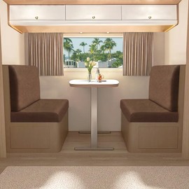 molasofa Leather Like RV Dinette Cushion Covers, RV Booth Seat Cover Stretchable Camper Cushion Couch Covers Washable Slipcovers for Camper Car Bench (1 Backrest Cover & 1 Bench Cover, Brown)