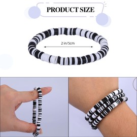 LEGENTLISUR 10 pieces Heishi Surfer Bracelet Set Polymer Clay Blackstone Bead Stretch Bracelet Stackable Friendship Bracelet Bohemian Summer Beach Jewelry for Women