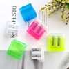 Cretty-Meet 4 PCS Handheld Pencil Sharpeners with Lid, Multicolor Dual