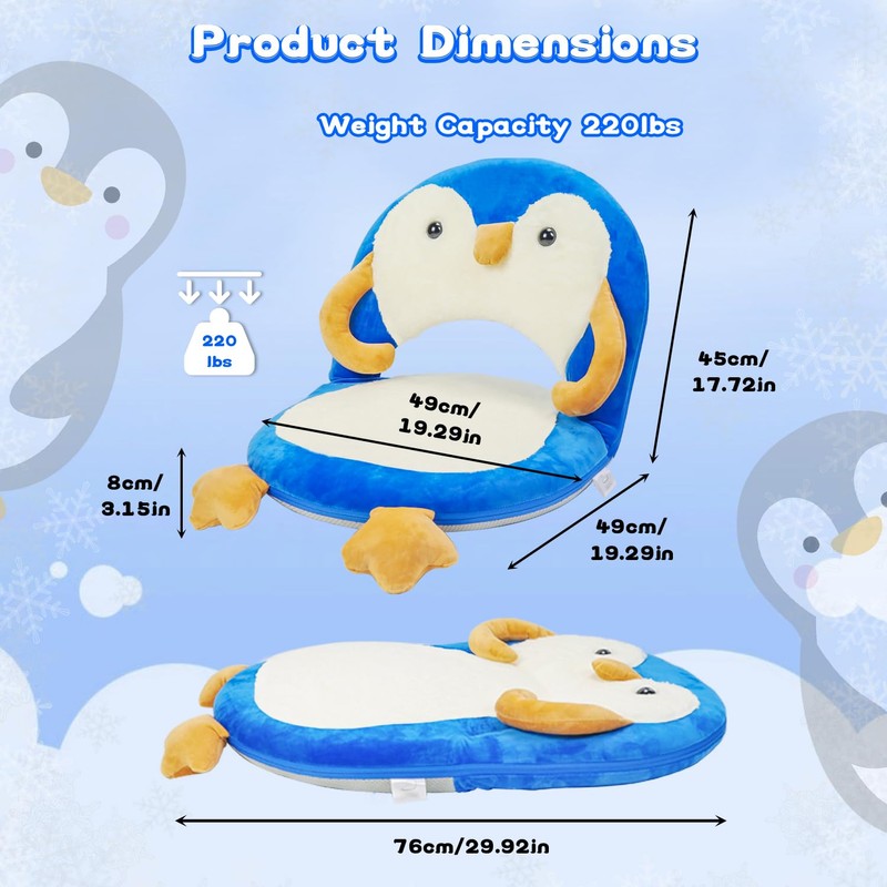 Floor Chair for Kids, Penguin Floor Seating with Back Support