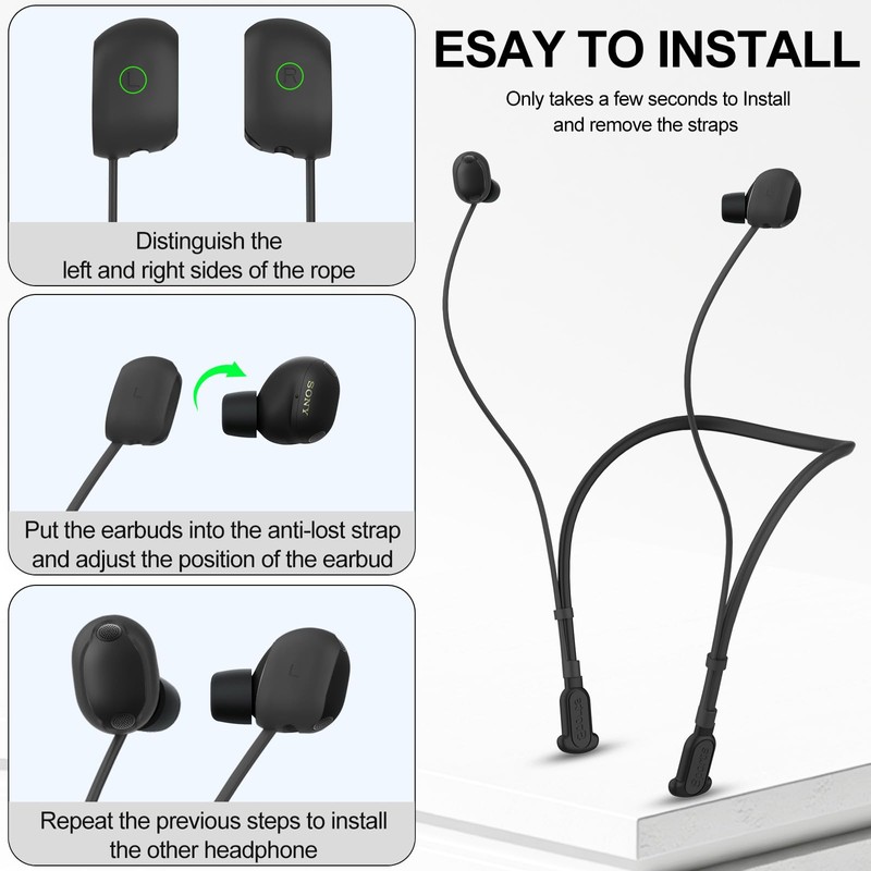 Compatible for Sony WF-1000XM6 Strap, Skin-Friendly Silicone Sports Neckband Strap,