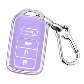 QBUC for Honda Key Fob Cover, fits for Honda HR-V Fit Pilot Odyssey LX EX 2014 2015 2016 2017 2018 2019 2020 2021 2022 Key Protector Accessories 4 Buttons (Silver-Purple)