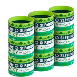 CCINEE St. Patrick's Day Rubber Wristbands Green Shamrock Silicone Cut Out Bracelets Pack for Irish Party Favors and Decoration 36 Pieces/4 Styles