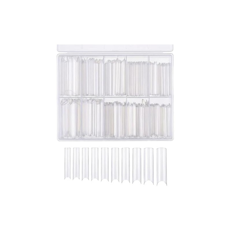 Nivofu 200Pcs Puntas de Uñas Postizas Curvadas en C Largas,