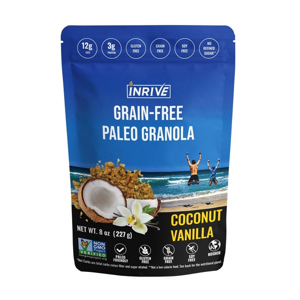 Inrive Paleo Grain Free, Gluten Free Granola (Coconut Vanilla), Non