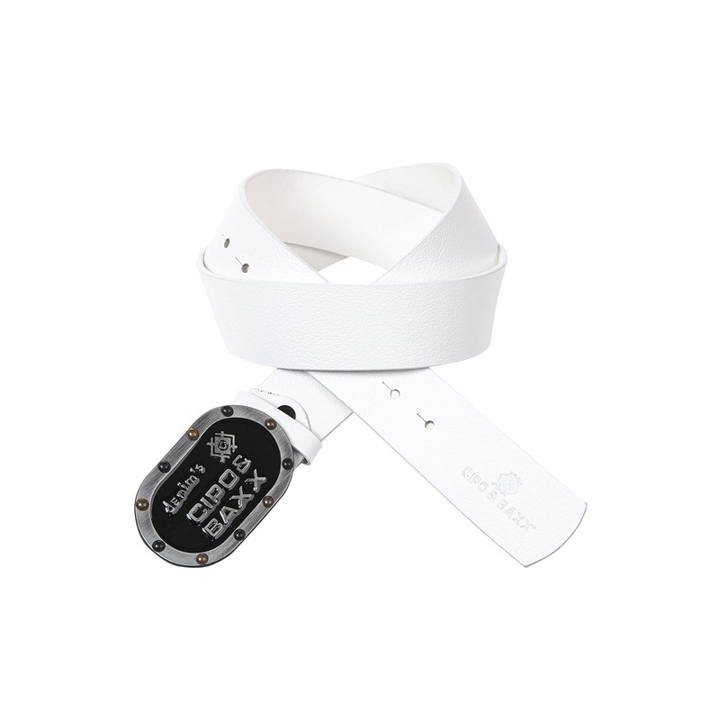 Cipo & Baxx Men's Belt Logo Clasp Leather Belt CG193,