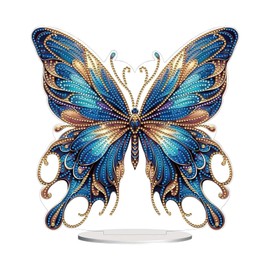 CHAOTEMAI Butterfly Girls Diamond Painting Set DIY Rose Butterfly Desktop Decoration 5D Diamond Painting Table Decoration Set Diamond Painting Standing Art Set Gifts Sequins Painting