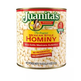 Unbranded Juanita’s Foods Mexican Style Hominy, 110 oz, Aluminum Can