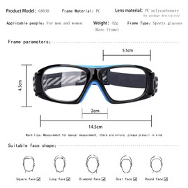 SooGree Sport Goggles Basketball Soccer Football Sports Protective Eyewear Goggles Eye Safety Glasses Men Women Racquetball Goggles Lens Replaceable (Black Frame Blue Pad)