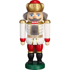 Seiffener Volkskunst Nutcracker Exclusive King 20 cm Made in Germany (White/Red)