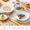 VEWEET 'Nikita' 30-Piece Dinner Set Ivory White Brown Lines Porcelain