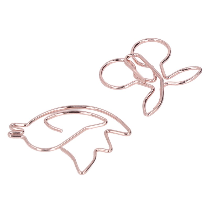 100Pcs Cute Paper Clips Cherry Hummingbird Style Electroplated Metal Gold