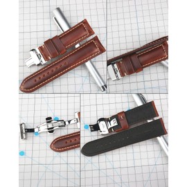 REZERO Watch Strap, Genuine Leather Watch Straps, Oil-Waxed Vintage Watch Straps for Men, Women, 18 mm, 19 mm, 20 mm, 21 mm, 22 mm, 23 mm, 24 mm, 26 mm, Leather, No Gemstone