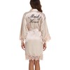 Women's Lace Trim Bride Kimono Robes with Embroidery Bridal Silky