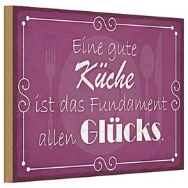 Dekoratives Küchenschild | 'Eine gute Küche ist das Fundament allen Glücks' | Perfekt für Zuhause und Restaurants | 20 cm x 30 cm