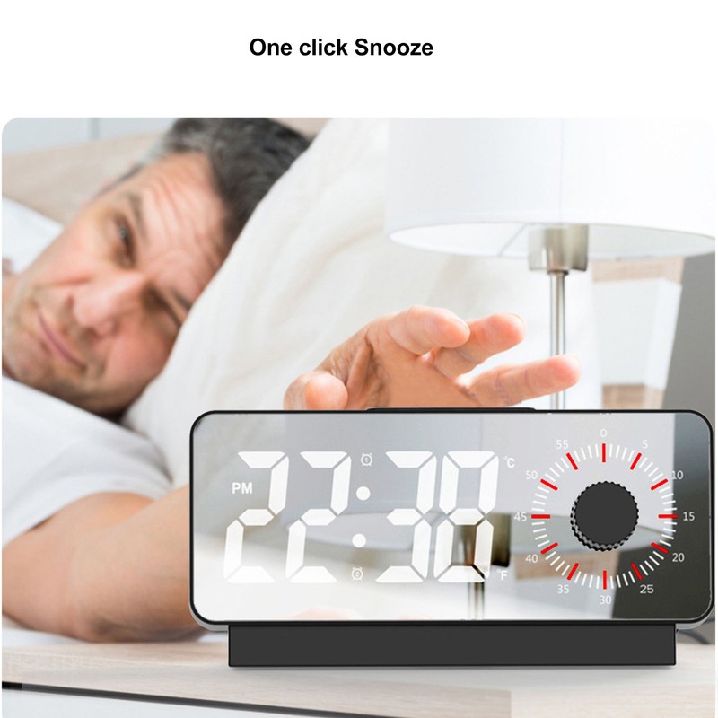Digital Alarm Clock Dual Display Adjustable Brightness Large Display LED