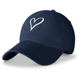 HeyCaps Women's Baseball Cap with Heart-Shaped Embroidery Pattern, Cotton Hat, Adjustable Cap, Outdoor Sports Cap, navy