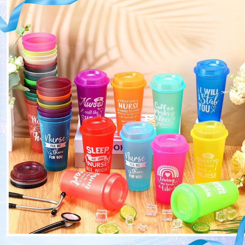 40 Pcs Nurse Appreciation Gifts Bulk 16oz Reusable Plastic Cups