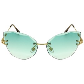 Edge I-Wear Fashion Rimless Cat Eye Women Sunglasses Tinted Color Lens 5531-AP-5(G.gnap)