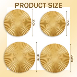 Beeveer 8 Pcs Silver and Gold Metal Wall Decor Set Metal Wall Art Wall Mount Modern Art Decor Large Sunburst Hanging Sculpture Circular Decorative for Home Office Bedroom Living Room(Gold)