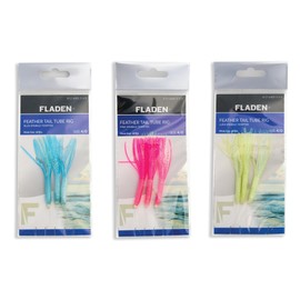 FLADEN Fishing - Single Packs of Sparkle Tempter Feather Tail Tube Rig - Ready to Use Tied Boat Wreck Sea and OffShore - 60lbs Mainline - 3 Hook - Size 4/0 - Assorted Colours (Pink) [17-6402-3-4/0]
