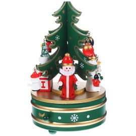 Cabilock 1 Piece Rotating Christmas Music Box Made of Wood: Christmas Tree Music Box Christmas Table Lift Rotating Music Box