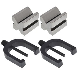 TINVHY 4PCS V-Block and Clamp Set 1-5/8in x 1-1/4in x 1-1/4in Hardened Steel 90 Degree Angle