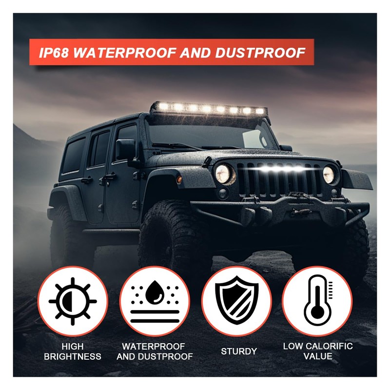 UHANBUT 4PCS Car LED Grille Lights, Bright Waterproof Car Bumper