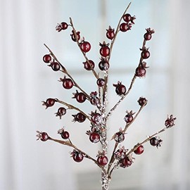 Factory Direct Craft Set of 2 Snowy Artificial Burgundy Berry and Twig Branches for Centerpieces and Arrangements