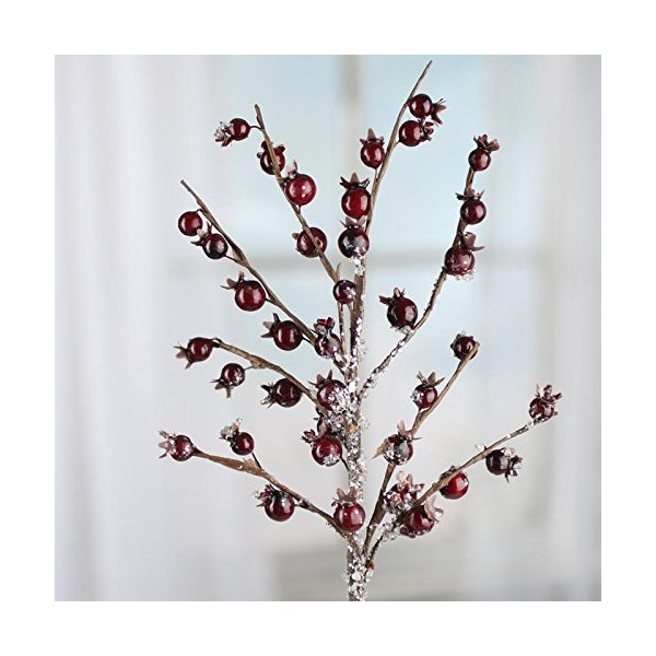 Factory Direct Craft Set of 2 Snowy Artificial Burgundy Berry