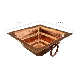 Copper Hawan Homa Yagya Kund Aahuti Patra indio tradicional religioso Agnihotra Havan Kund Yajna para el templo Home Hindú Navratri Puja Artículos Festivales Pooja Esenciales y Regalos (Cobre - 3 x 3 pulgadas)