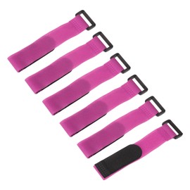 MECCANIXITY 6 Pcs Reusable Battery Tie Down Straps, 1"x8" Nylon Multipurpose Battery Hold Down Adjustable Cinch Strap Hook Loop Fastening Tie for Quadcopters FPV RC Drone Boat Car, Pink