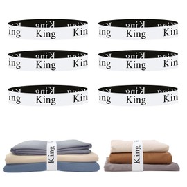 6 Pieces Bed Sheet Organizer Bands, Sheet Organizers and Storage Label Bands, Sheet Label for Bedding, Sheets Organizer for Closet,Sheet Keepers Linen Labels Bedding Bands (Classic,6Pcs King)