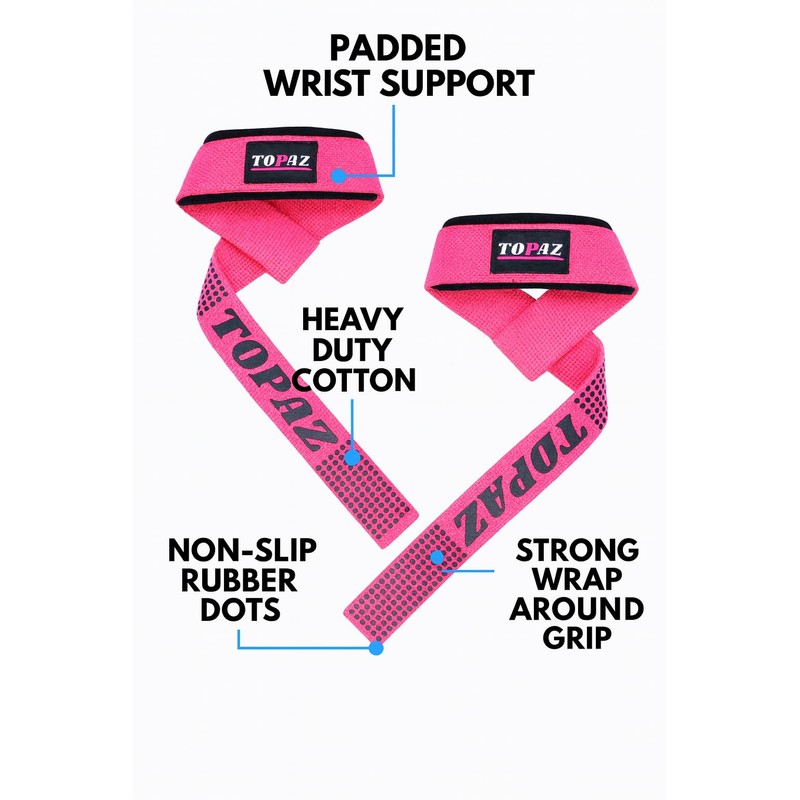 TOPAZ Weight Lifting Straps for Deadlifts – Padded Wrist Support,