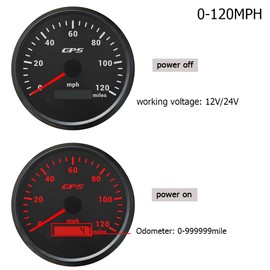 110mm Motorcycle MPH GPS Speedometer Odometer Gauge with Adjustable Backlight for Universal Boat Car Truck 9-32VDC Waterproof Type (Black&Black, 0-120 MPH)