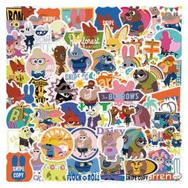 50Pcs Zootopia Judy Hopps Nick Wilde Stickers for Gifts Water Bottles Cup Laptop Phone Guitar Car Motorcycle Bike Skateboard Luggage Box JHSL