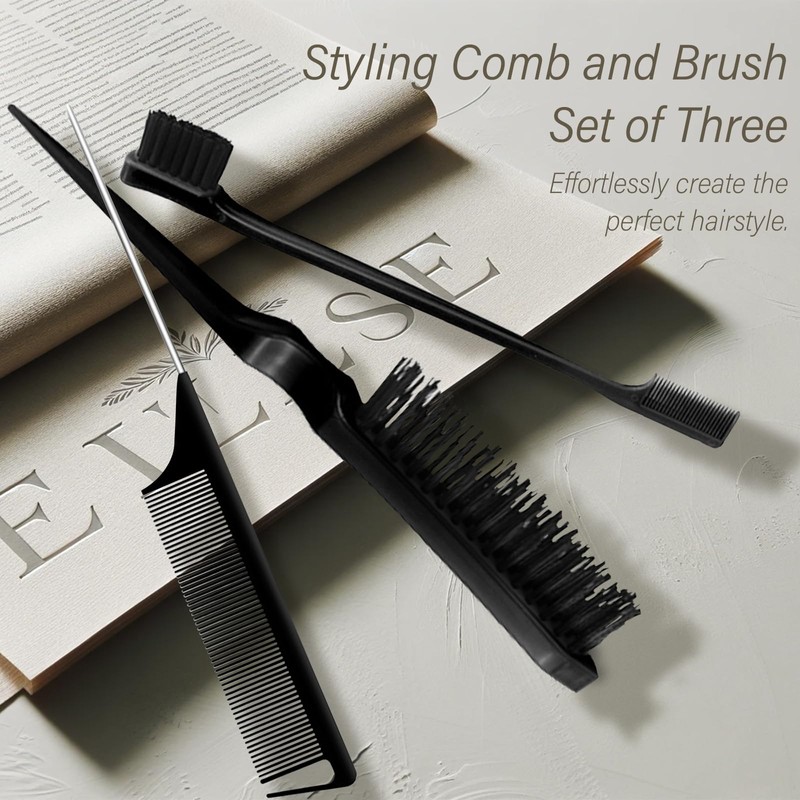 Kootinn 3-Piece Hair Styling Comb Set: Teasing Brush, Rat Tail