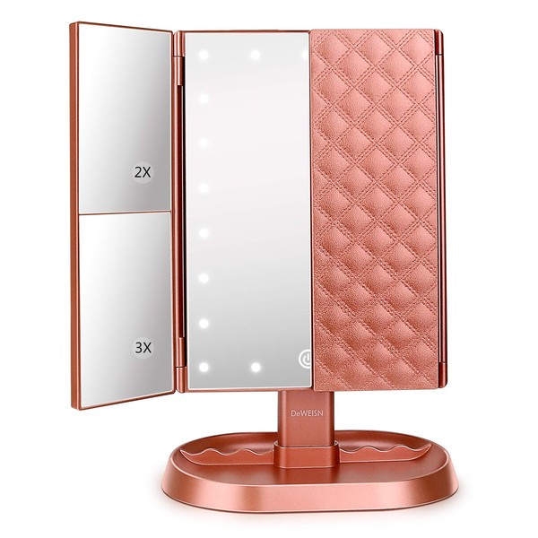 deweisn deweisn Trifold Lighted Vanity Makeup Mirror with 21 LEDs