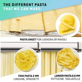 Manual Pasta Maker with Dryer - Multi-Pasta Stainless Steel Italian Flat Dough Machine with Adjustable Setting, Sharp Cutter, and Hand Crank - Fresh Homemade Noodles, Spaghetti, Lasagne | By VeoHome…
