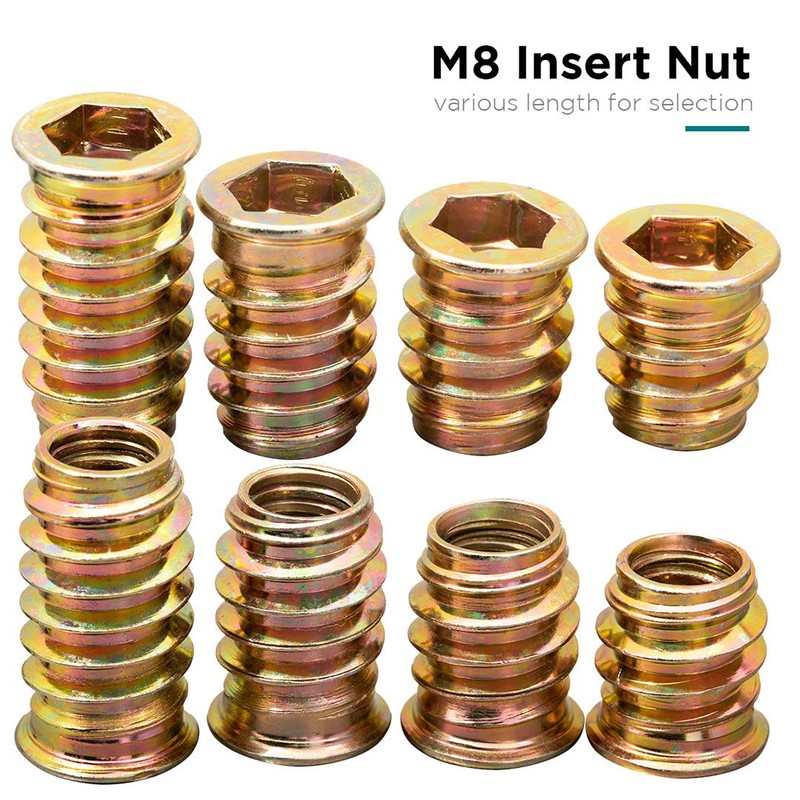 YoiYee Wood Furniture M8 x 25 mm Threaded Insert Nuts