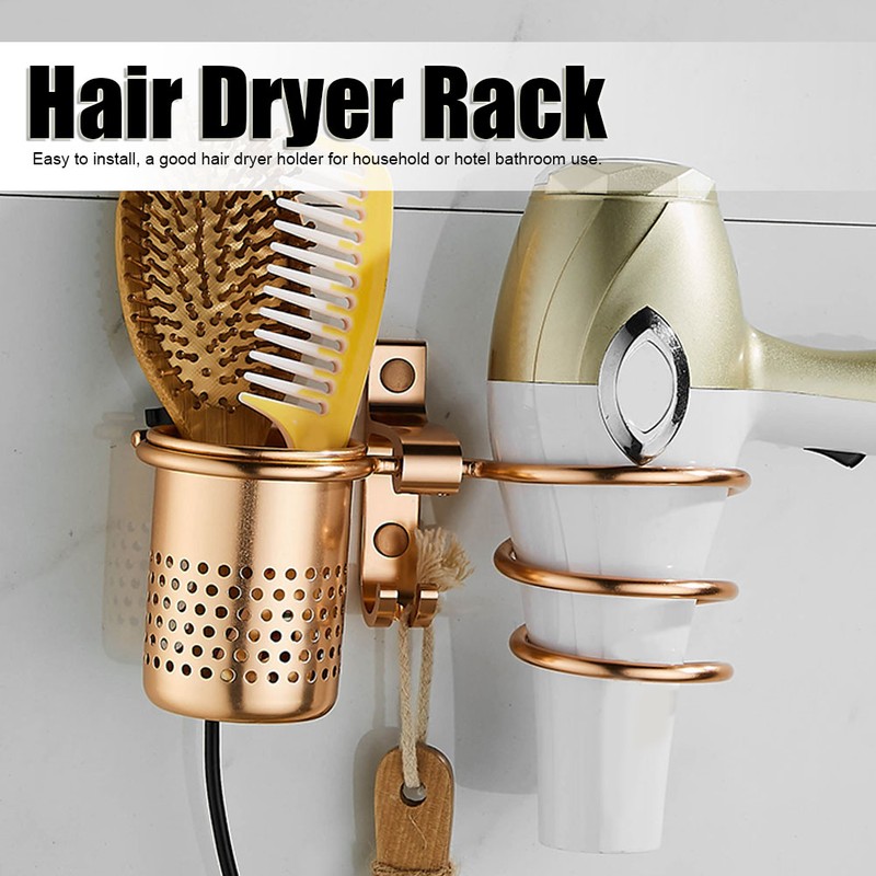 Space Aluminum Wall Mounted Hair Dryer Holder Spiral Hair Care