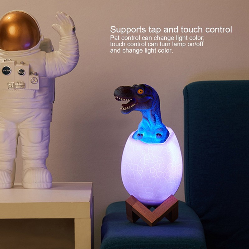 Touch Pat Sensor Night Light Dinosaur Egg Shape Bedside Lamp