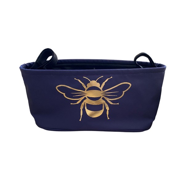 BundleBean - Buggy Organiser - Storage Bag for Pushchairs - Includes Nappy Pouch - Universal Fit with Handlebar for Any Pushchair or Stroller (Gold Bees)