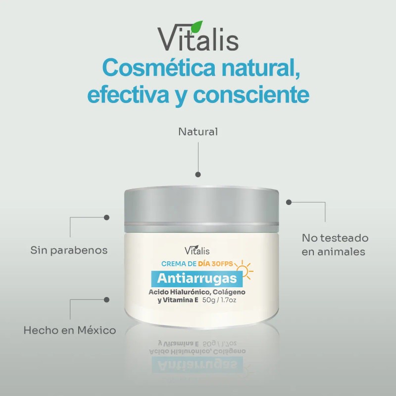 Crema Antiarrugas Fps30 Reafirma Hidrata Protege Vitalis Todo Tipo Piel