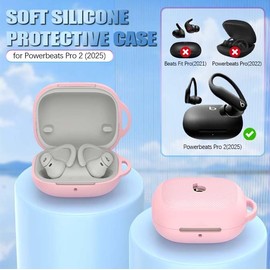 [5in1 Set] Case for Beats Powerbeats Pro 2 (2025), Silicone Shockproof Protective Cover Compatible with Beats Powerbeats Pro 2 Women Powerbeats Pro2 Case with Fashion Keychain/Cleaner Kit (Pink)