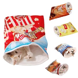 HANSOM Cat Tunnel Bag Toy Cat Sleeping Bagfor Indoor Cats Tunnel Crinkle Sack Bag Foldable Portable Durable,Interactive Cave Kitty Cats Kittens Toy (Popcorn)